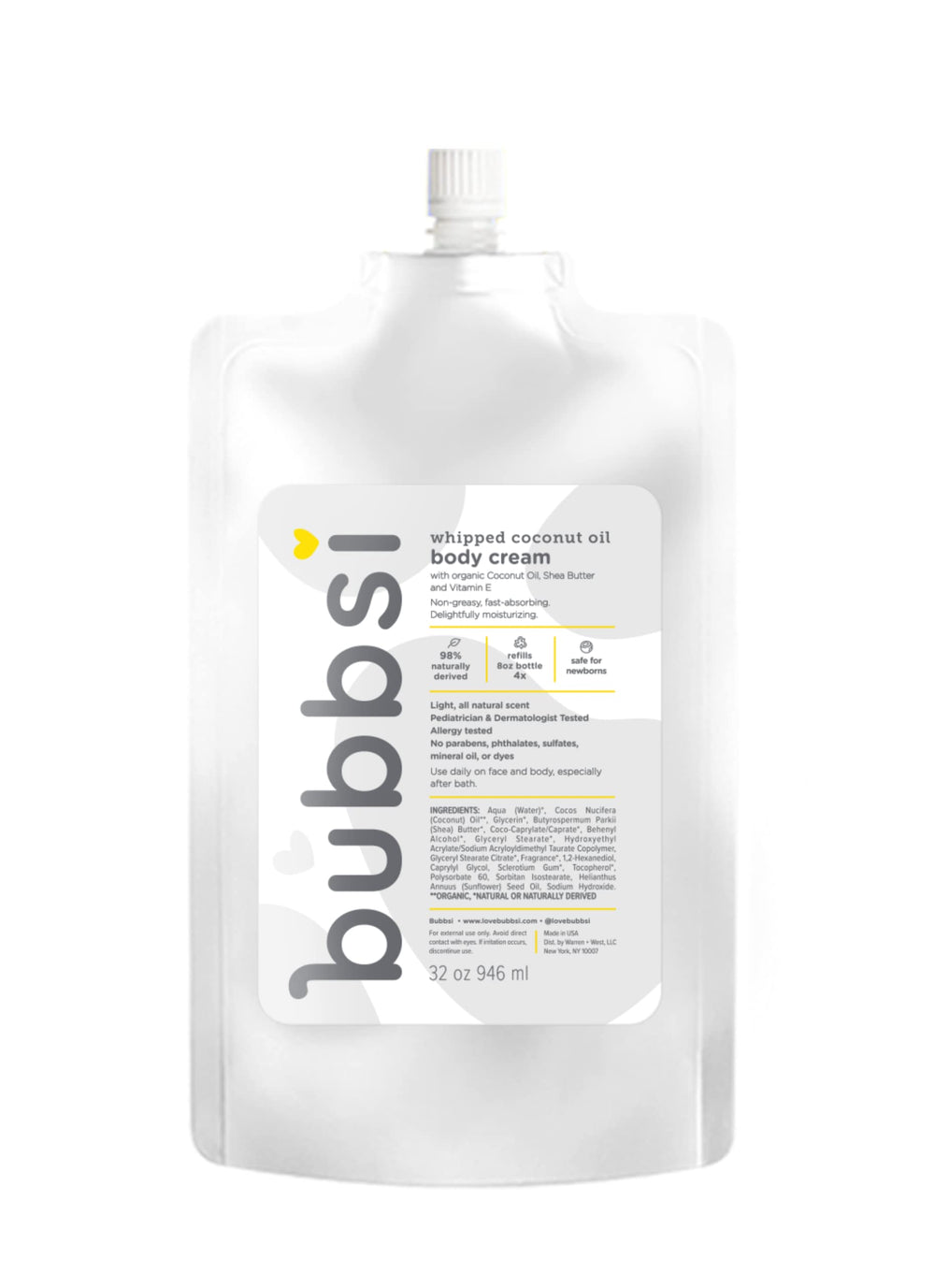 Bubbsi whipped coconut oil baby lotion jar closeup showing creamy texture for soft skin