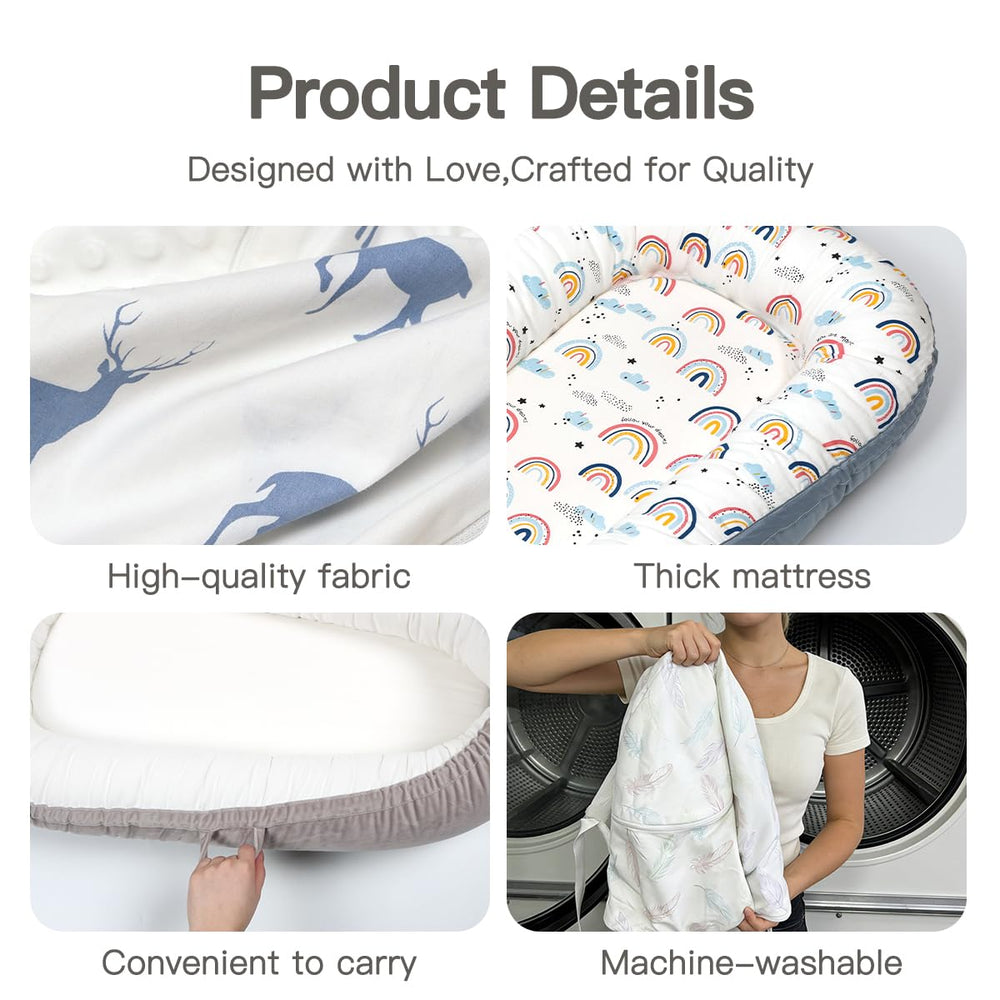 Bubbyhuts baby lounger lightweight with carry handles for travel
