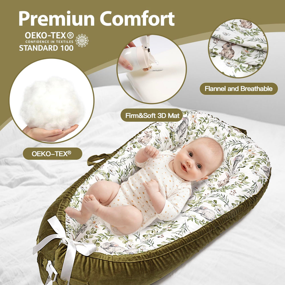 Bubbyhuts Green Rabbit soft cotton lounger cover supports skin comfort.