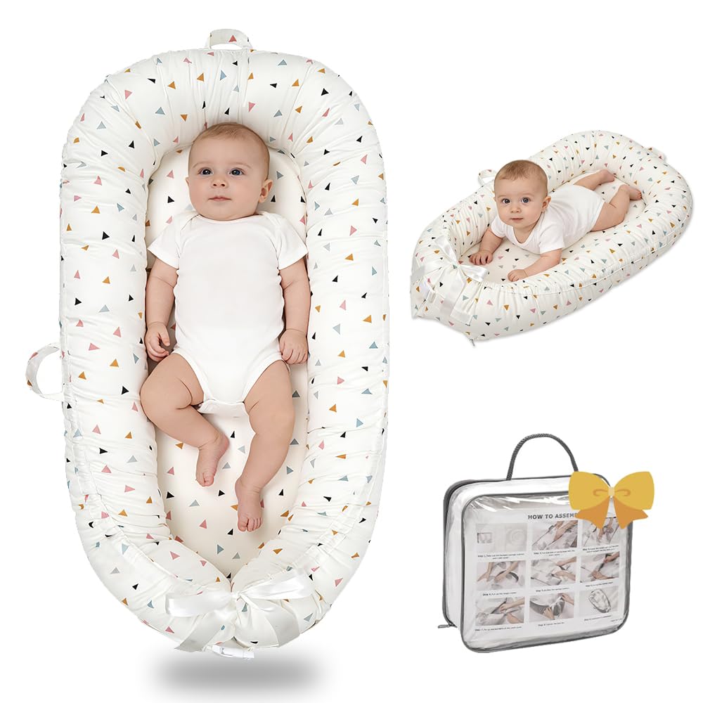 Bubbyhuts Triangle baby lounger with breathable cover for comfy, supervised play.