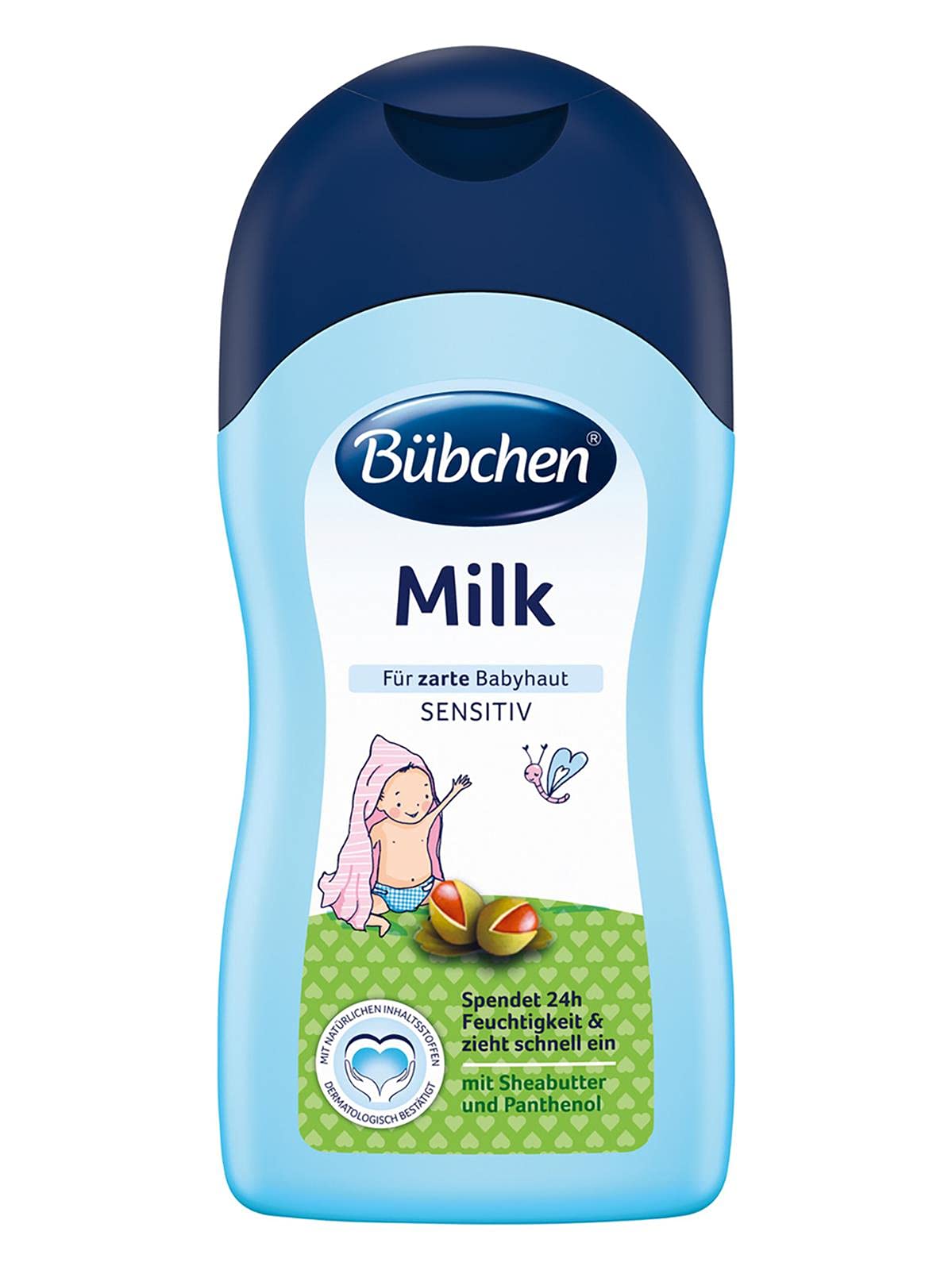 Bübchen Milk Baby Lotion bottle offers gentle hydration for baby skin.