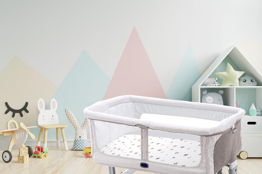 Five-pack Bublo Baby sheets in gender-neutral colors for versatile use.