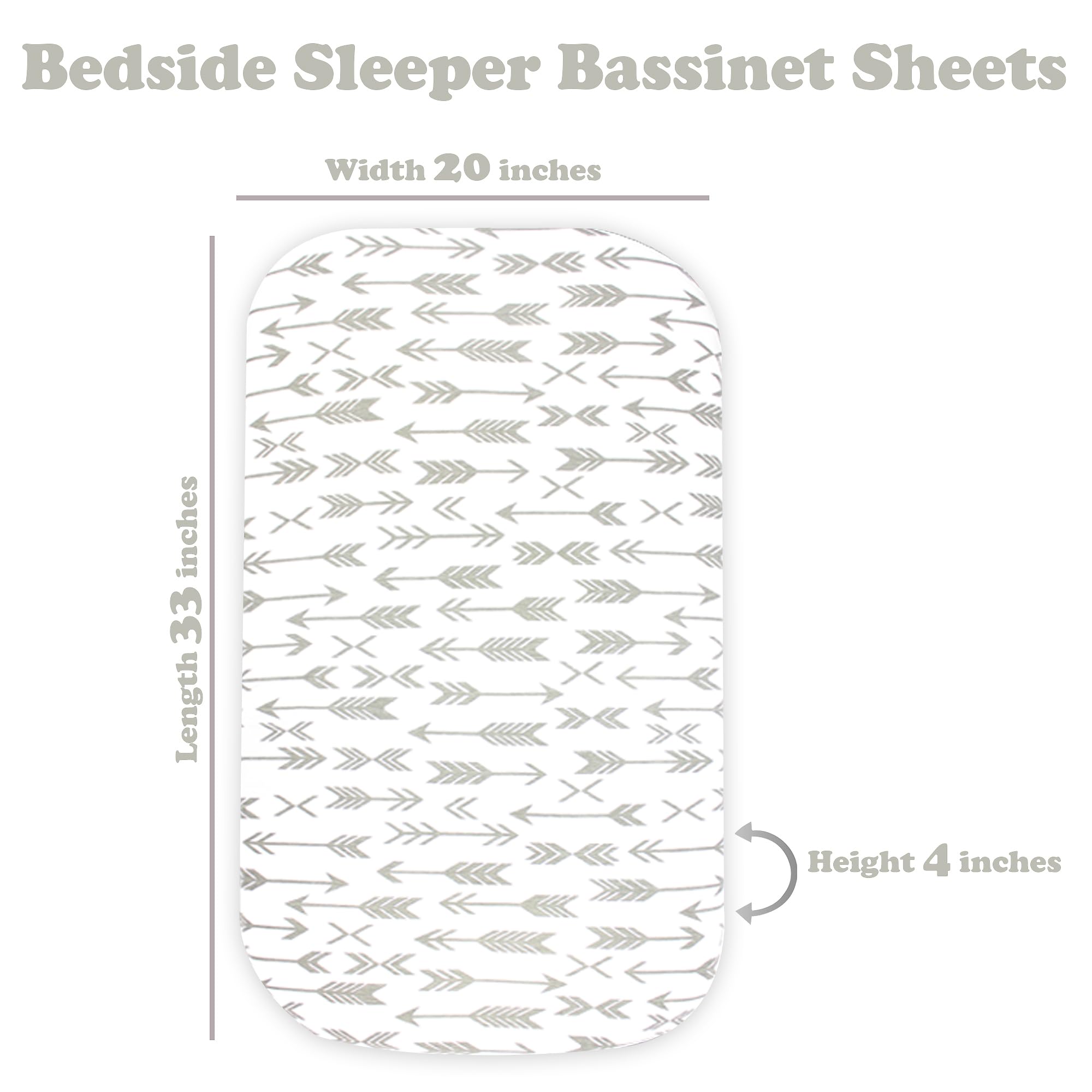 Sheet designed to fit standard bassinets 17–21 in wide by 29–33 in long.