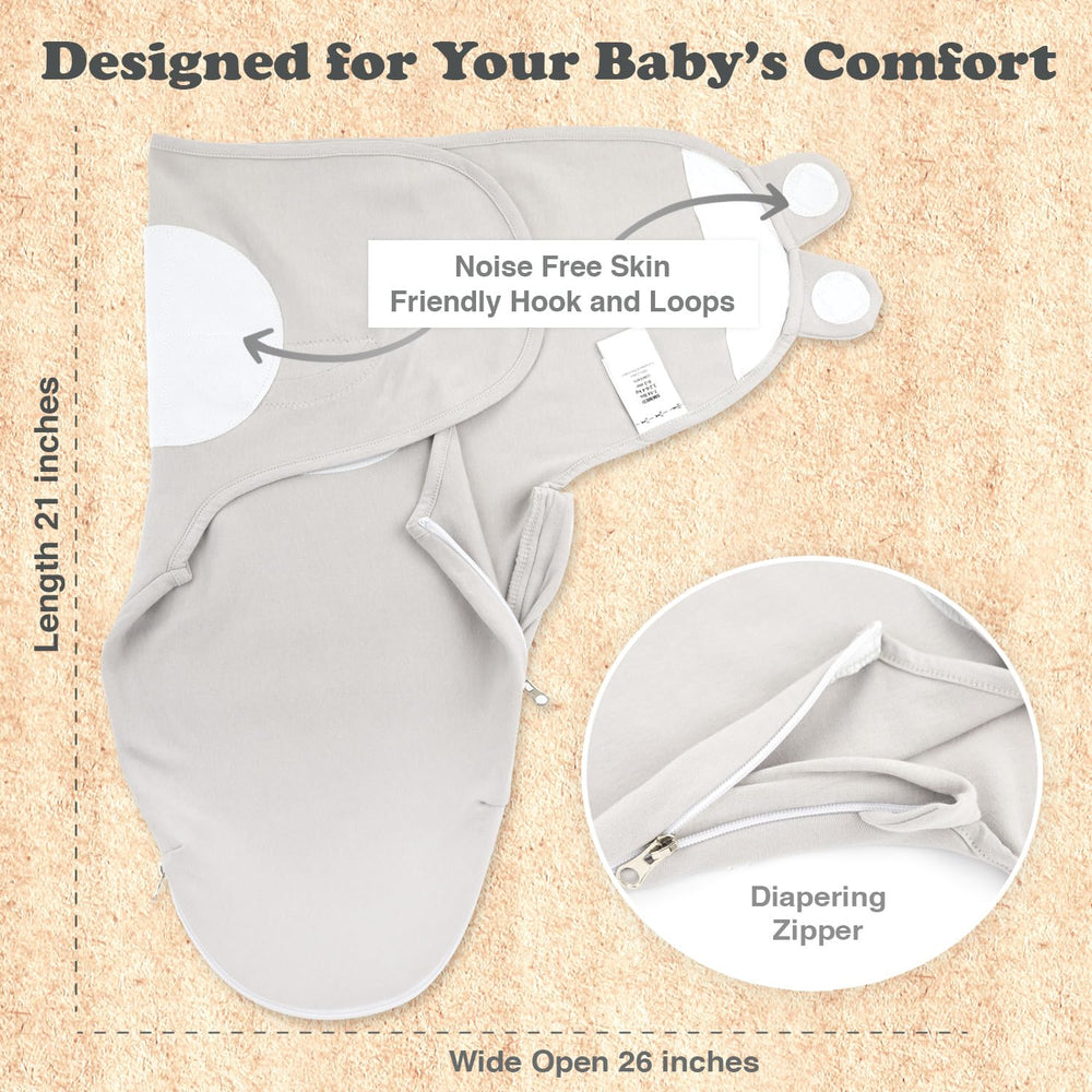 Bublo Baby swaddle zipper detail with soft inner layer for quick changes