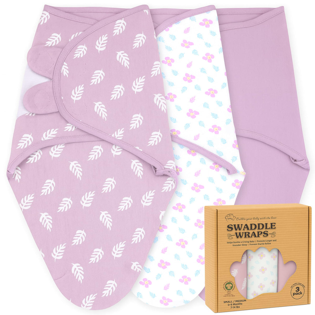Bublo Baby swaddles 3-pack packaging shown as gift-ready set.