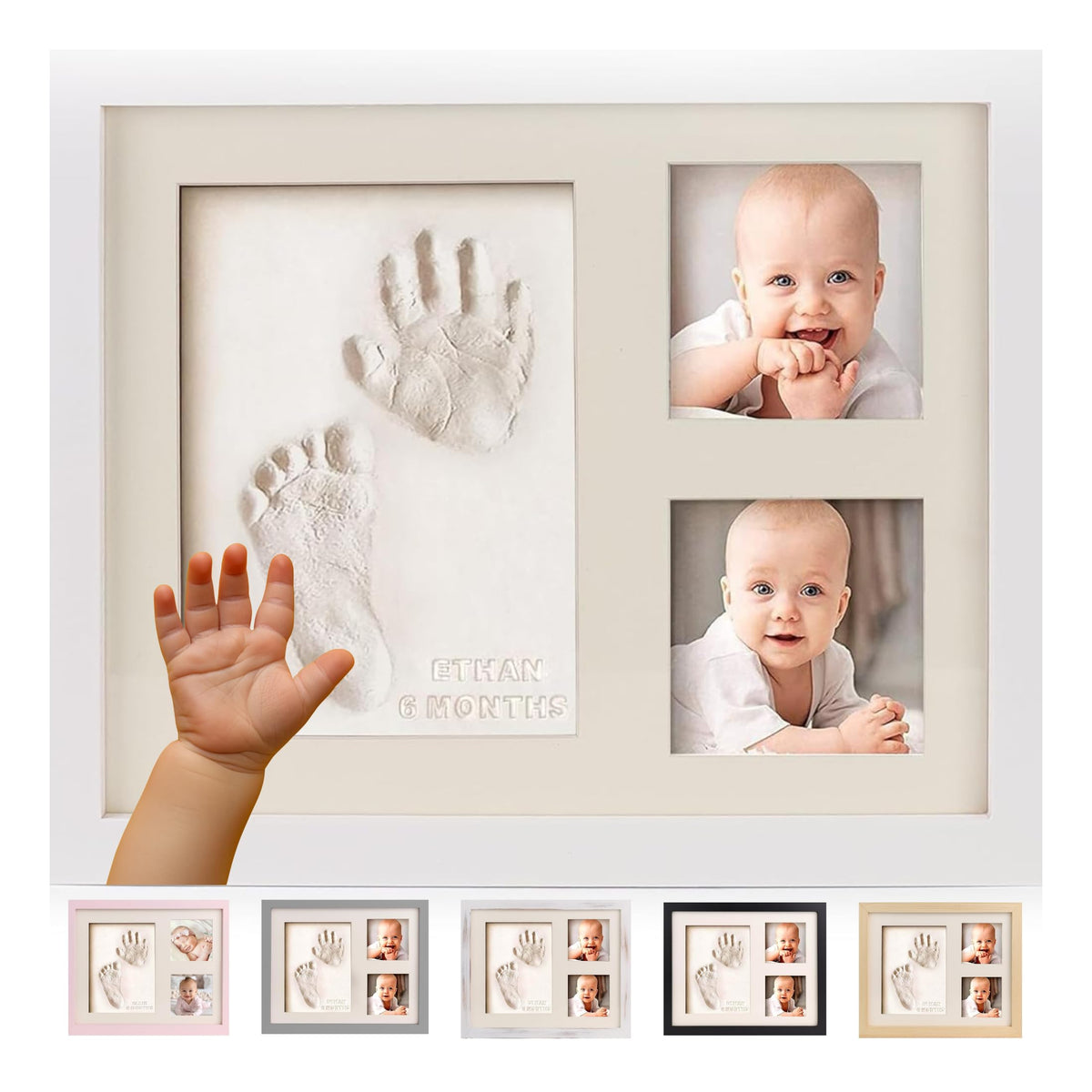 Bubzi Co baby handprint frame close-up showing a precious keepsake
