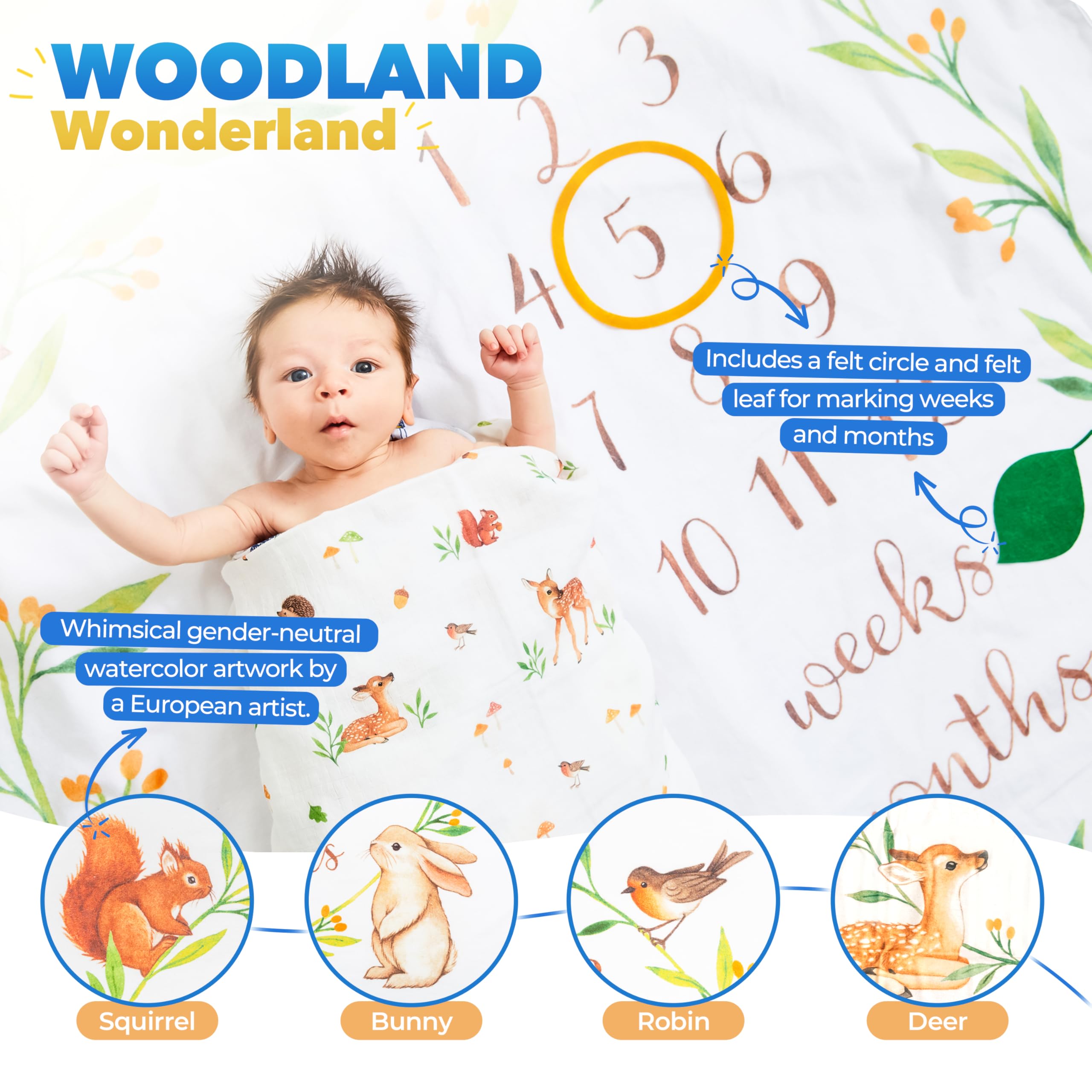 Bubzi Co milestone blanket used for baby photoshoots and memory keepsakes