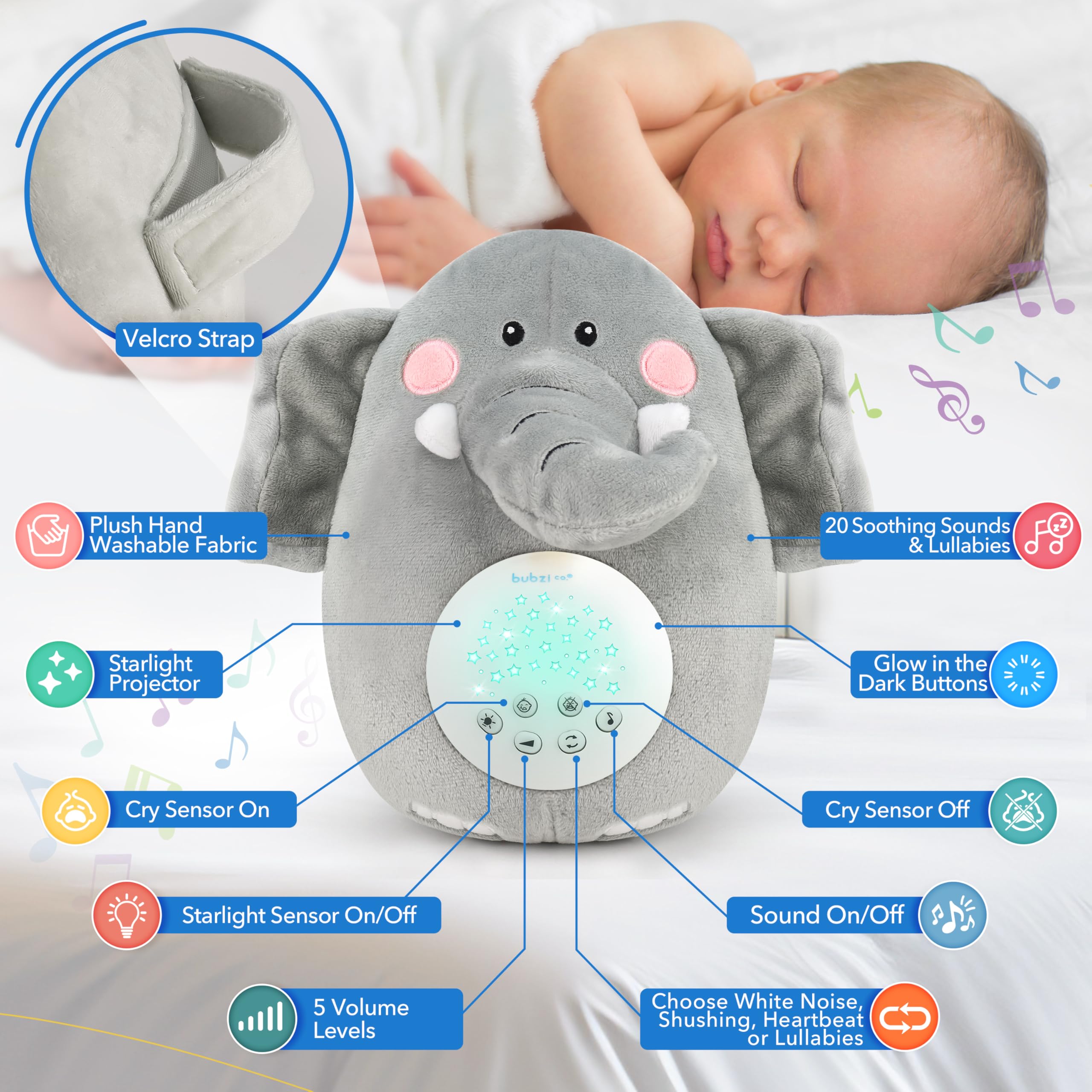 Bubzi Co travel-friendly baby soother with strap for on-the-go comfort.