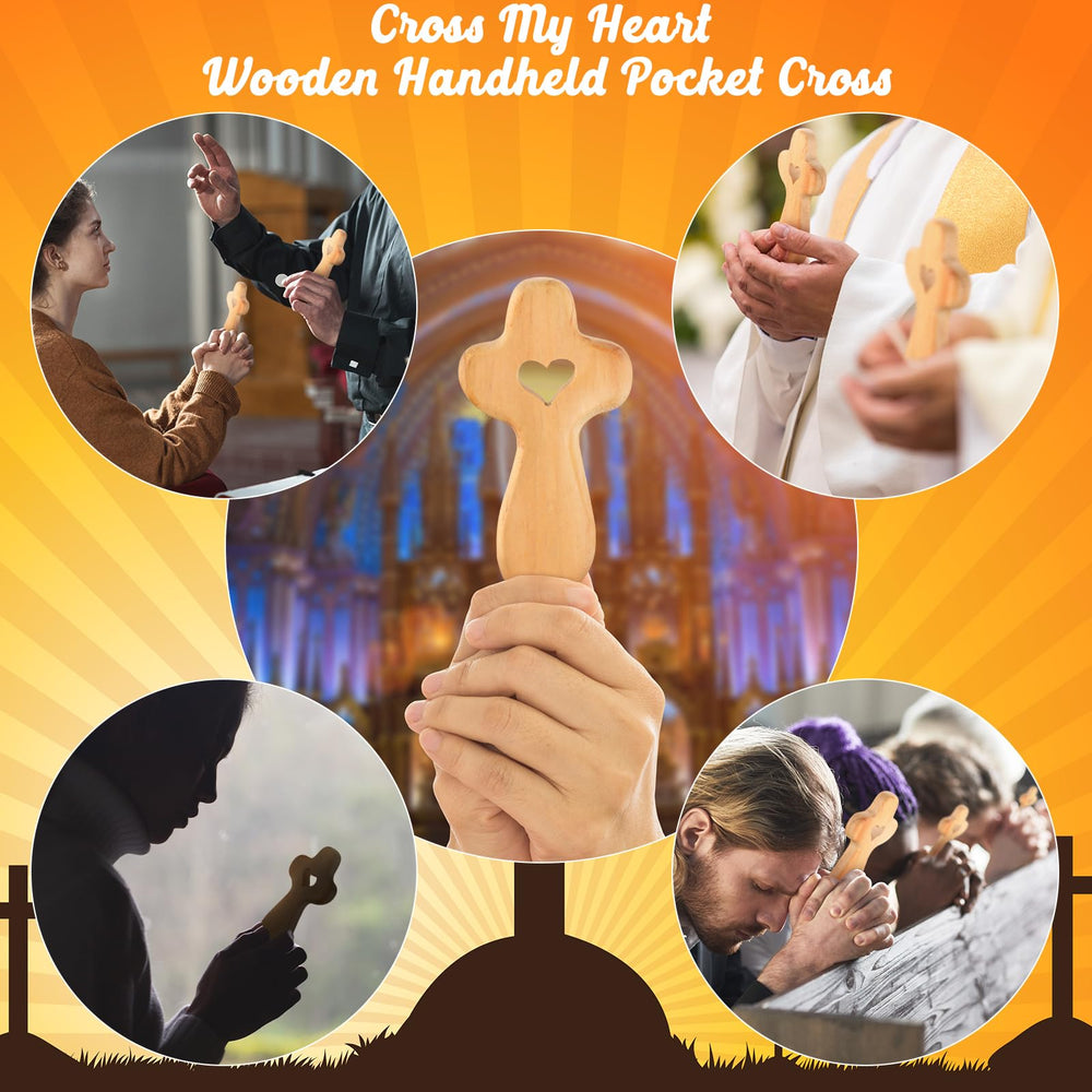 Holding cross during prayer with warm olive wood tone