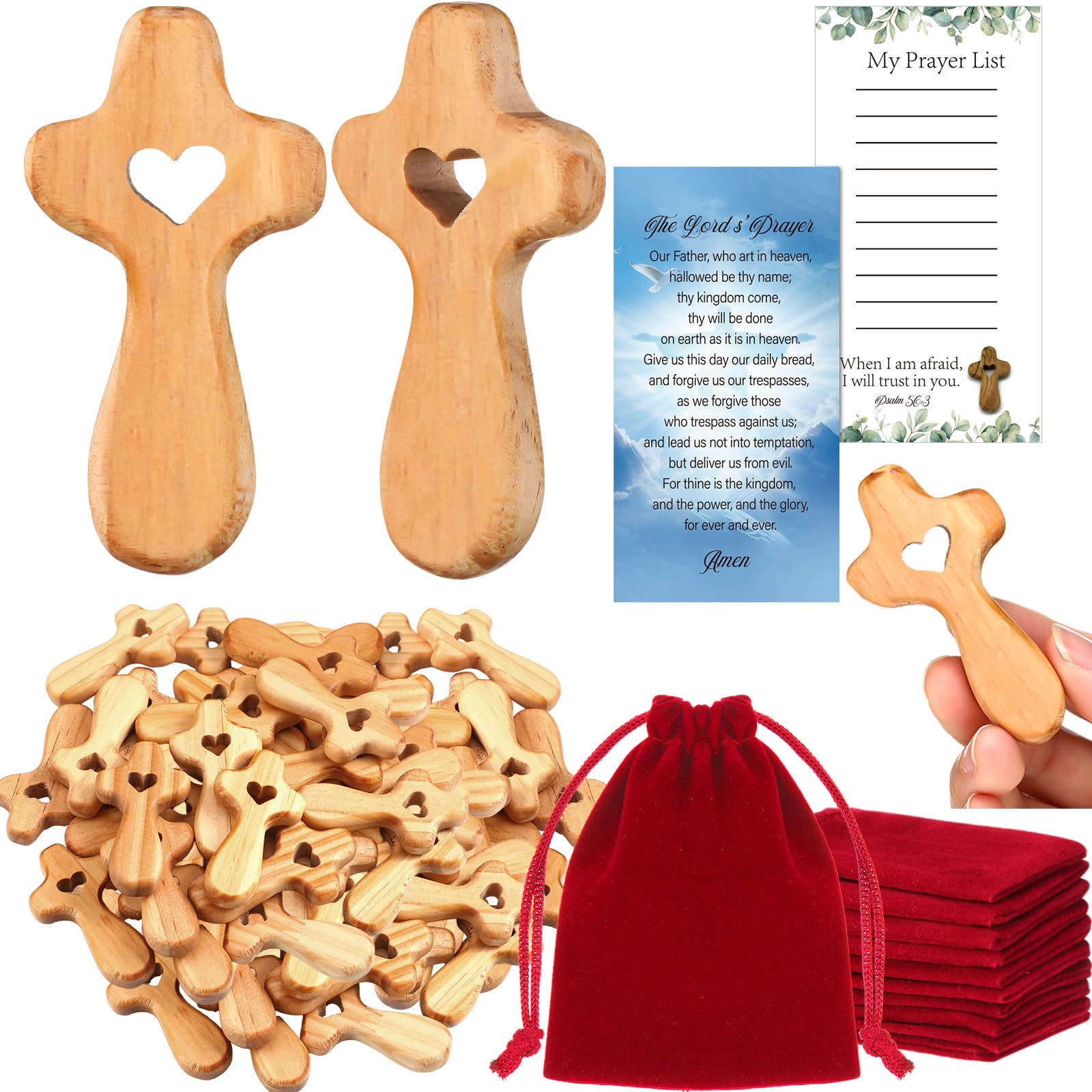 Bucherry olive wood small pocket cross for personal devotion