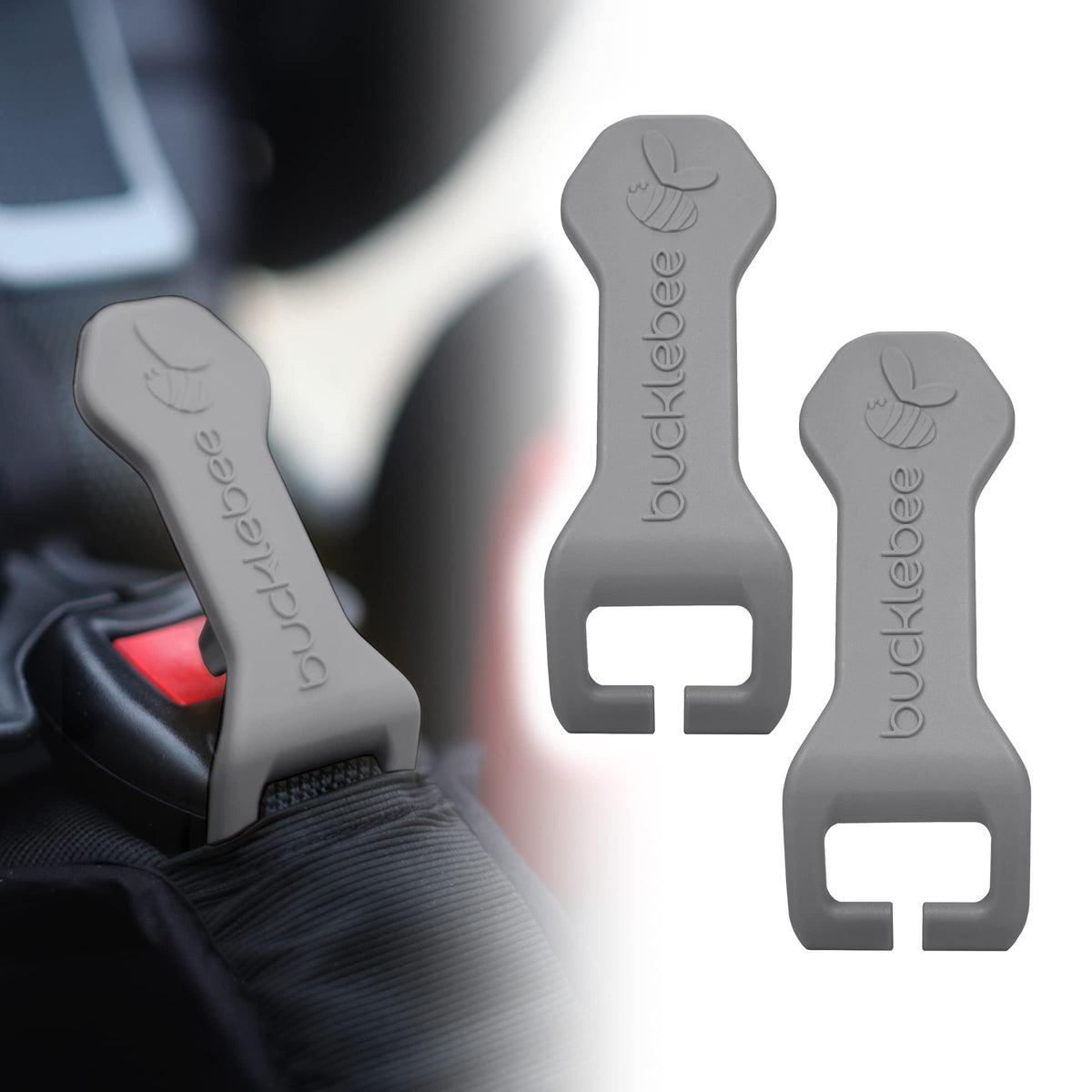 Bucklebee easy buckle release aid gray pack 2 for quick unbuckling.