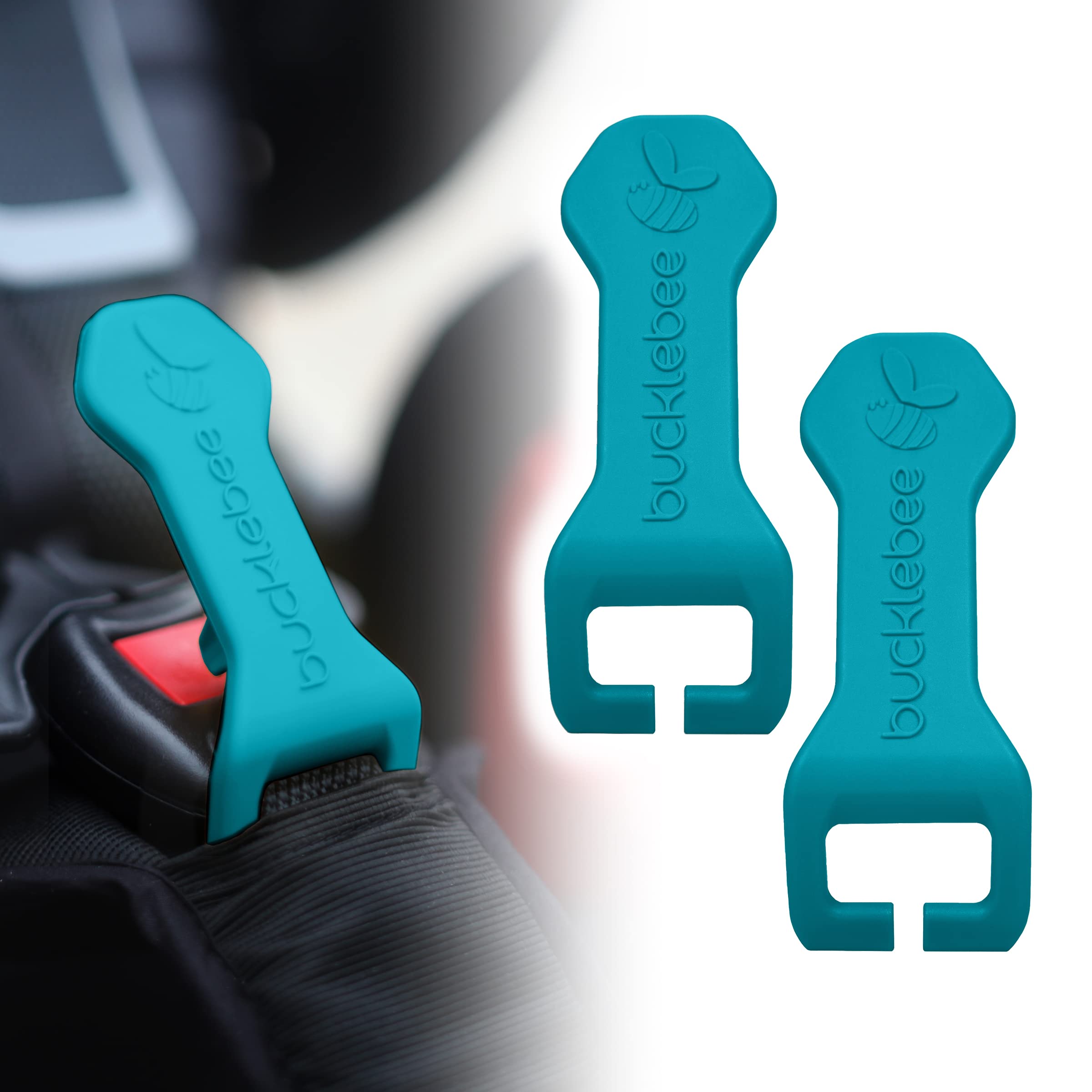 Bucklebee easy buckle release aid in teal helps caregivers unbuckle seats safely and comfortably.