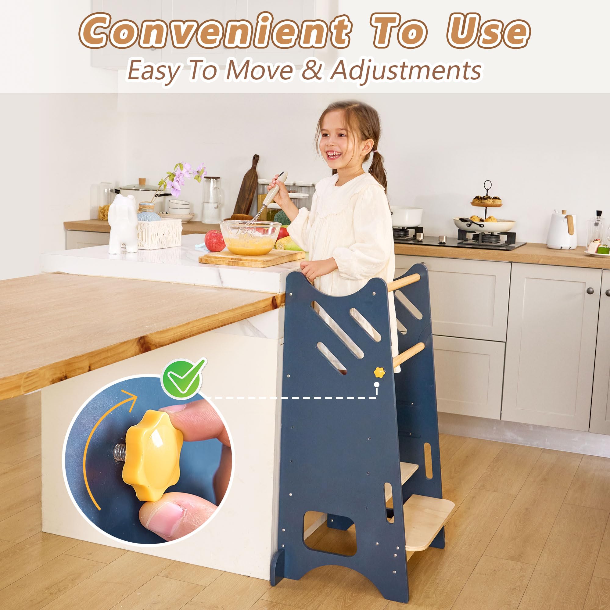 BUDDGO Toddler Standing Tower with non-slip pads keeps little feet steady.