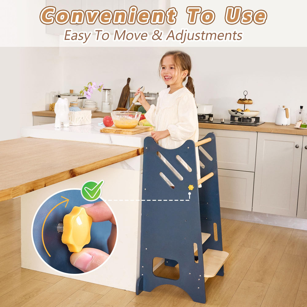 BUDDGO Toddler Standing Tower with non-slip pads keeps little feet steady.