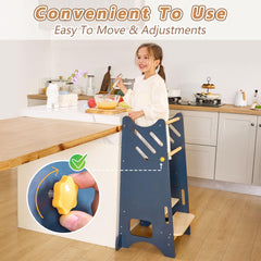 BUDDGO Toddler Standing Tower with non-slip pads keeps little feet steady.