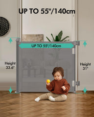 BuddyZone retractable gate 34-inch height emphasizes tall barrier for safety