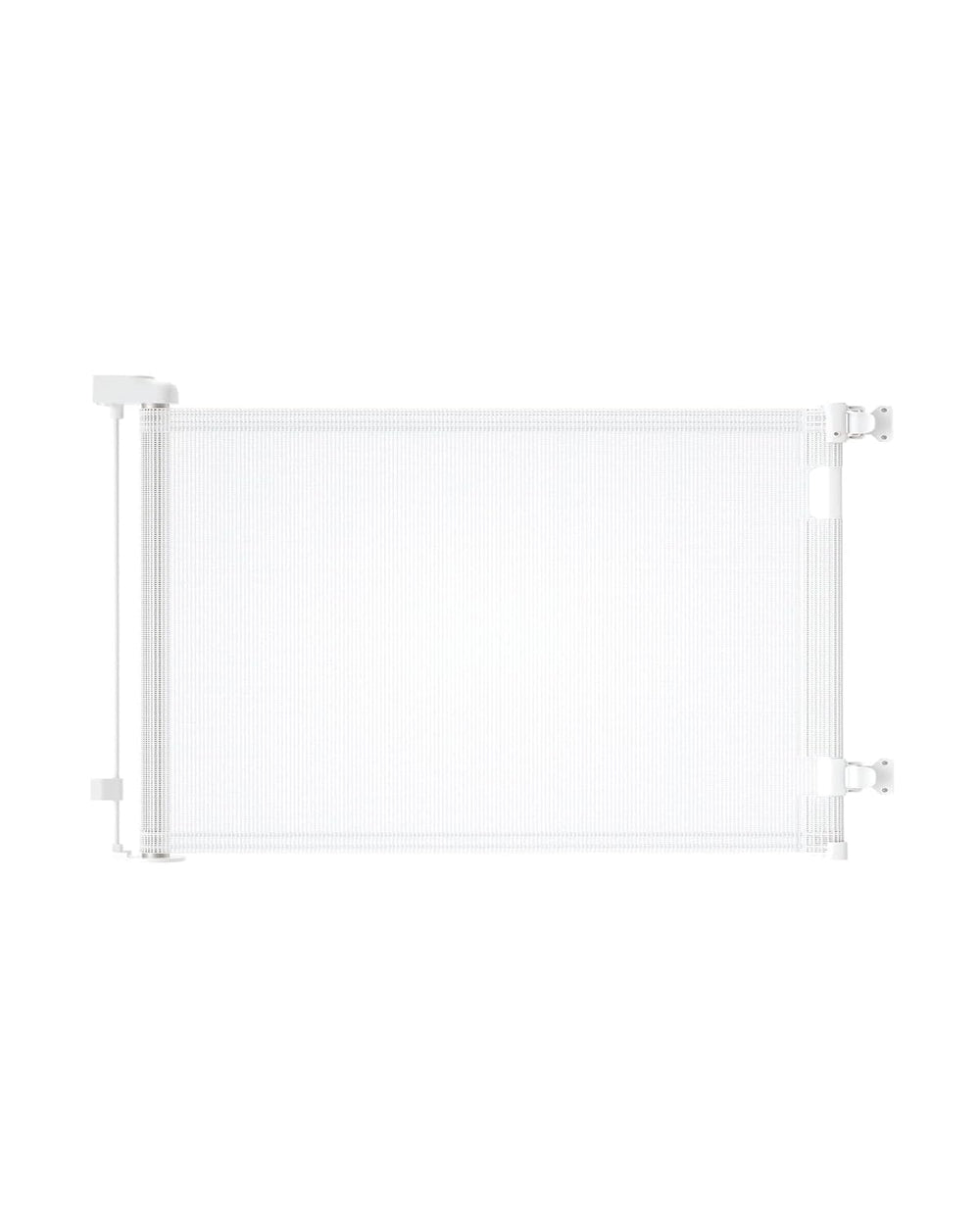 BuddyZone retractable gate shows baseboard bracket for secure doorway installation.