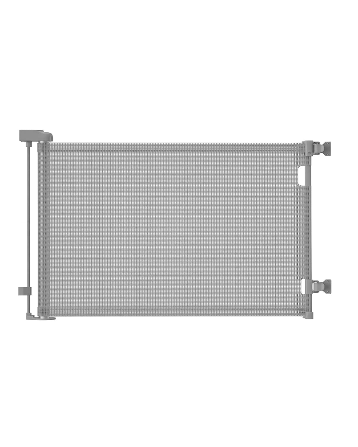 BuddyZone retractable gate baseboard fit shows adjustable bracket for easy drill-free installation