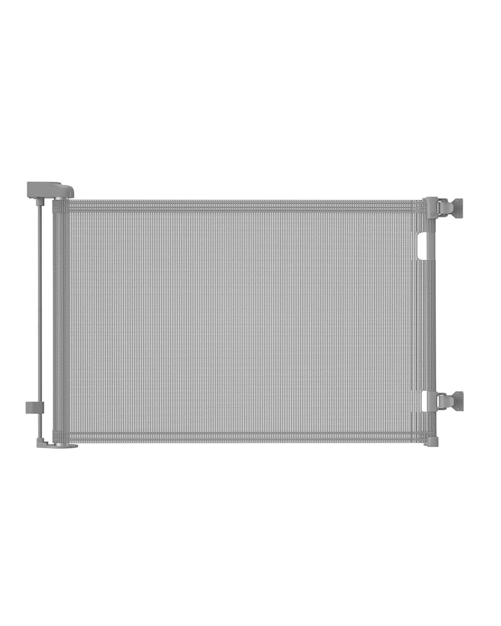 BuddyZone retractable gate baseboard fit shows adjustable bracket for easy drill-free installation
