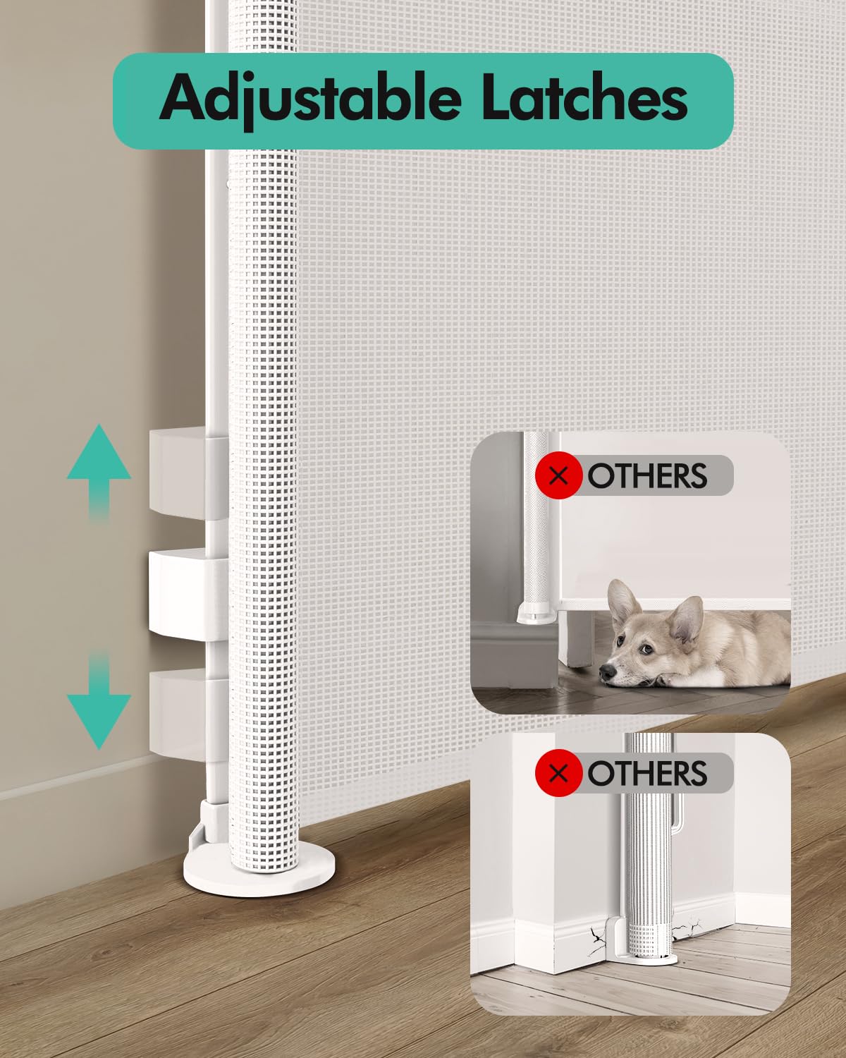 Gate used indoors and outdoors with durable mesh.