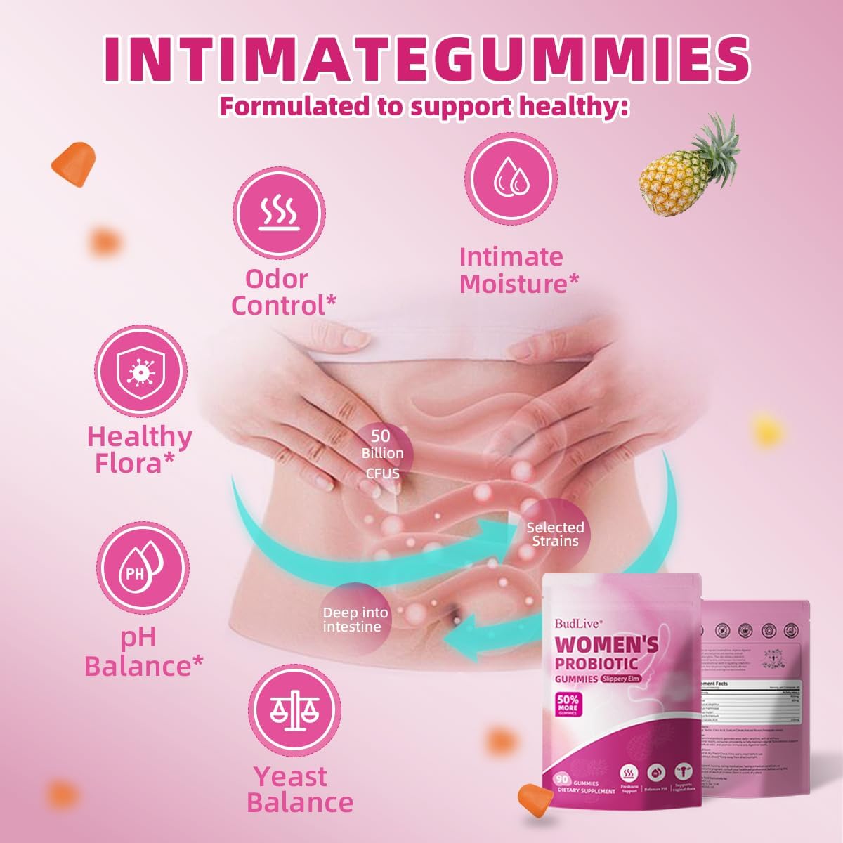 BudLive two-pack vaginal probiotics gummies for convenient daily care