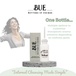 Bottoms Up Enemas BUE compact travel bottle ideal for on-the-go cleansing.