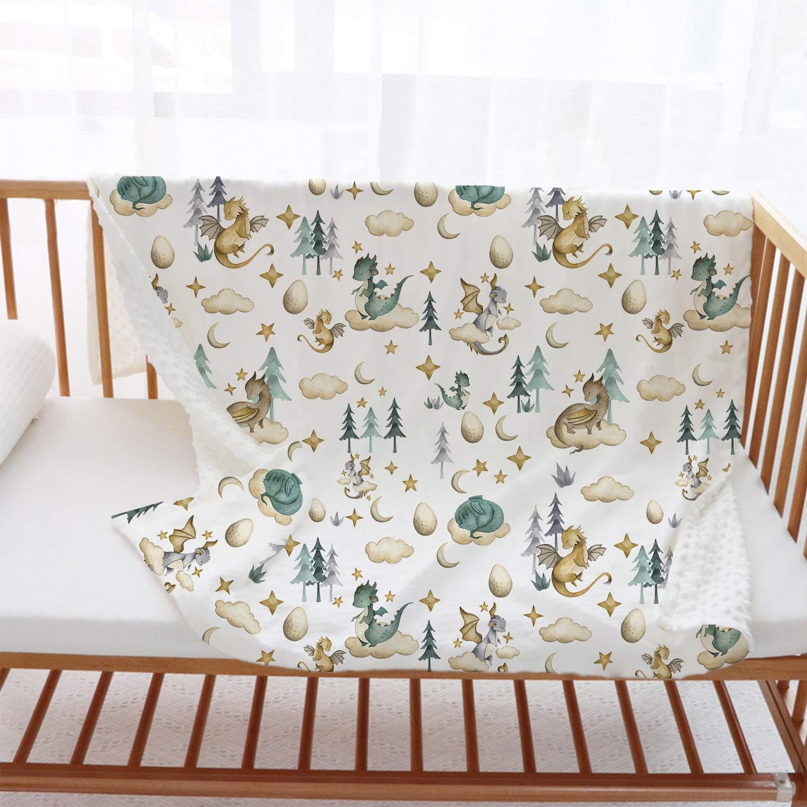 Fairy tale theme adds nursery whimsy and storytelling moments with this blanket