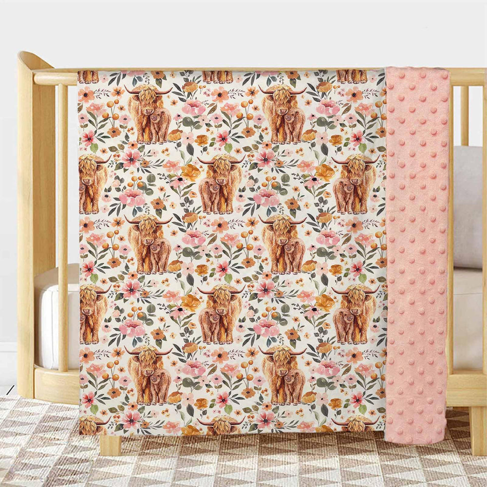 Buerhanerry Highland Cow blanket back dotted design adds tactile interest for curious babies.