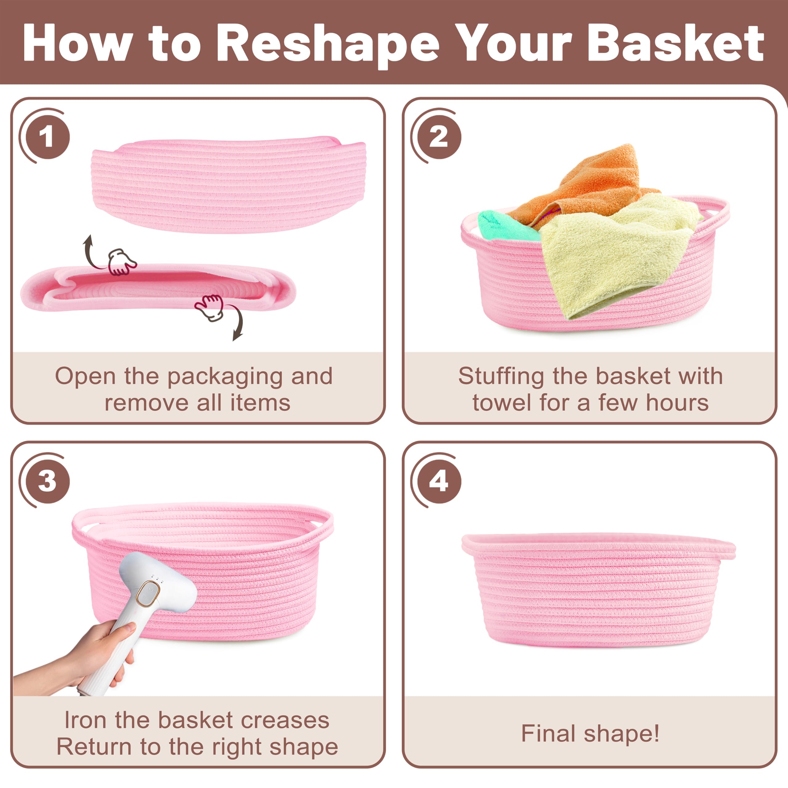 Bufims baby-items organization basket keeps cosmetics and small toys neatly stored.