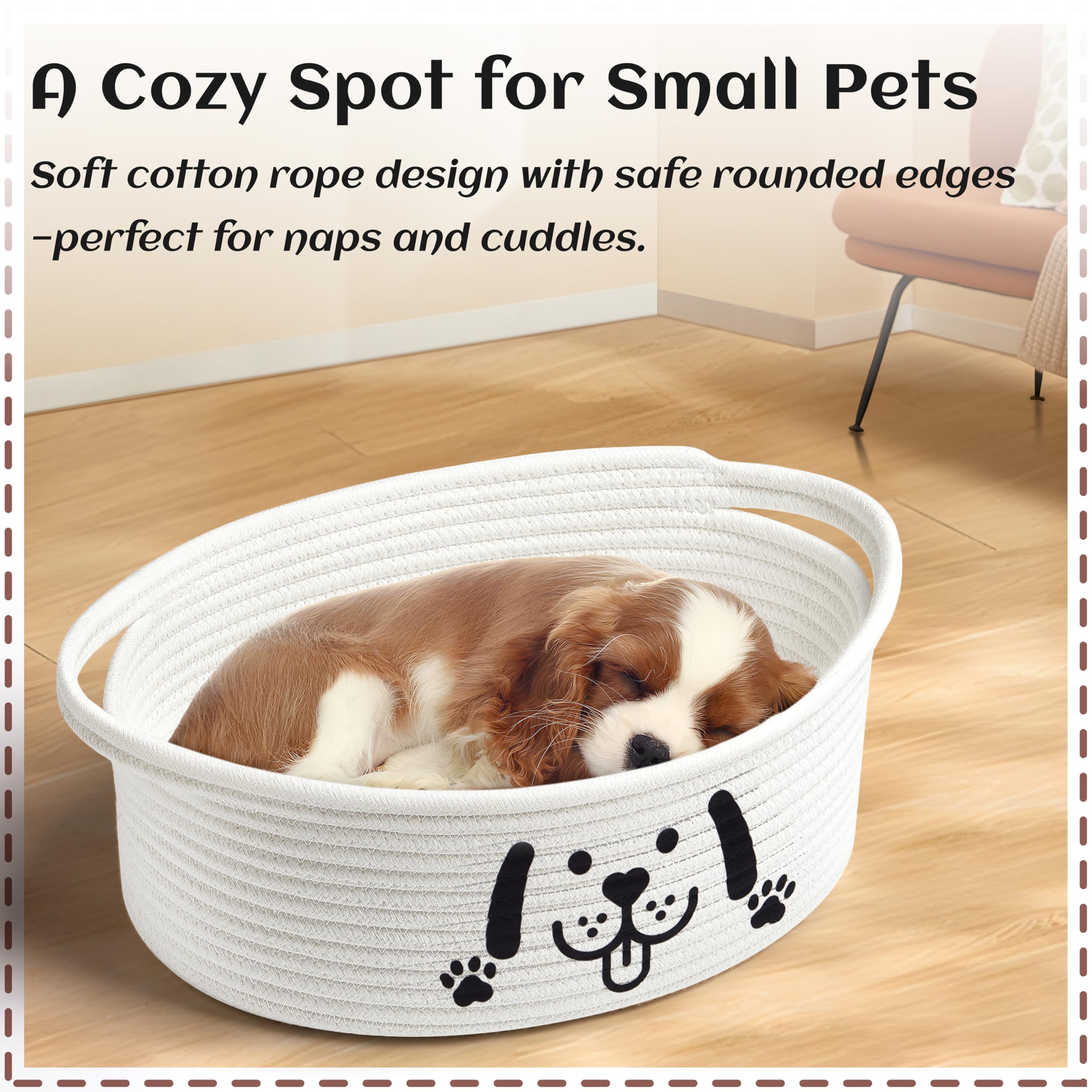 Bufims small woven dog gifts basket offers easy access with its open-top design.