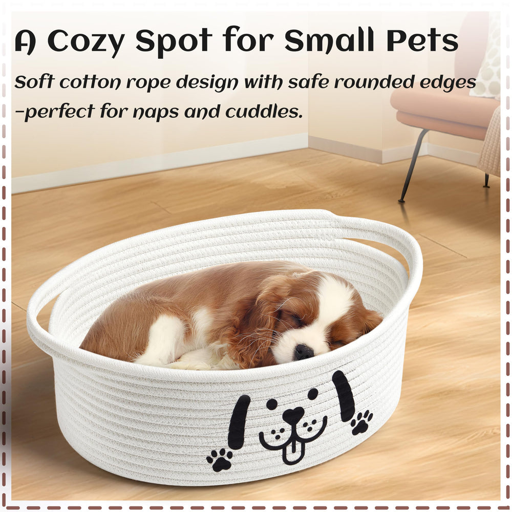 Bufims small woven dog gifts basket offers easy access with its open-top design.