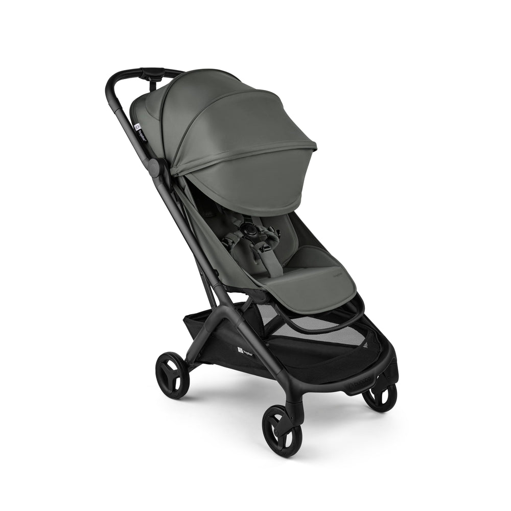 Bugaboo Butterfly 2 green color stands out in crowded streets.