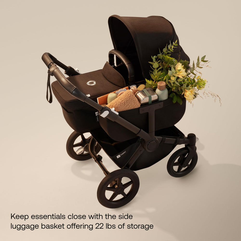 Bugaboo Donkey 5 Mono underseat basket shows ample storage.