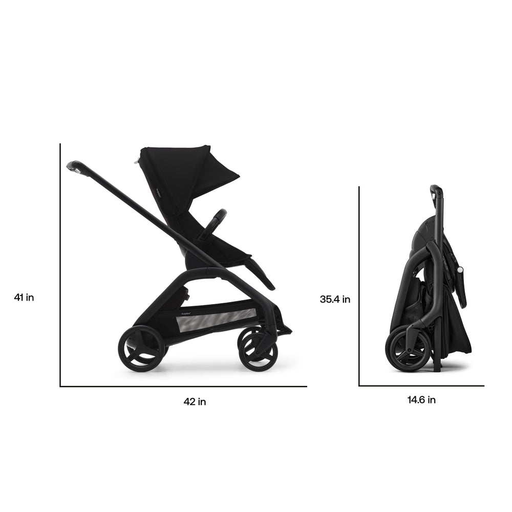 Bugaboo Dragonfly bassinet mode image demonstrates newborn cocoon for quiet naps.