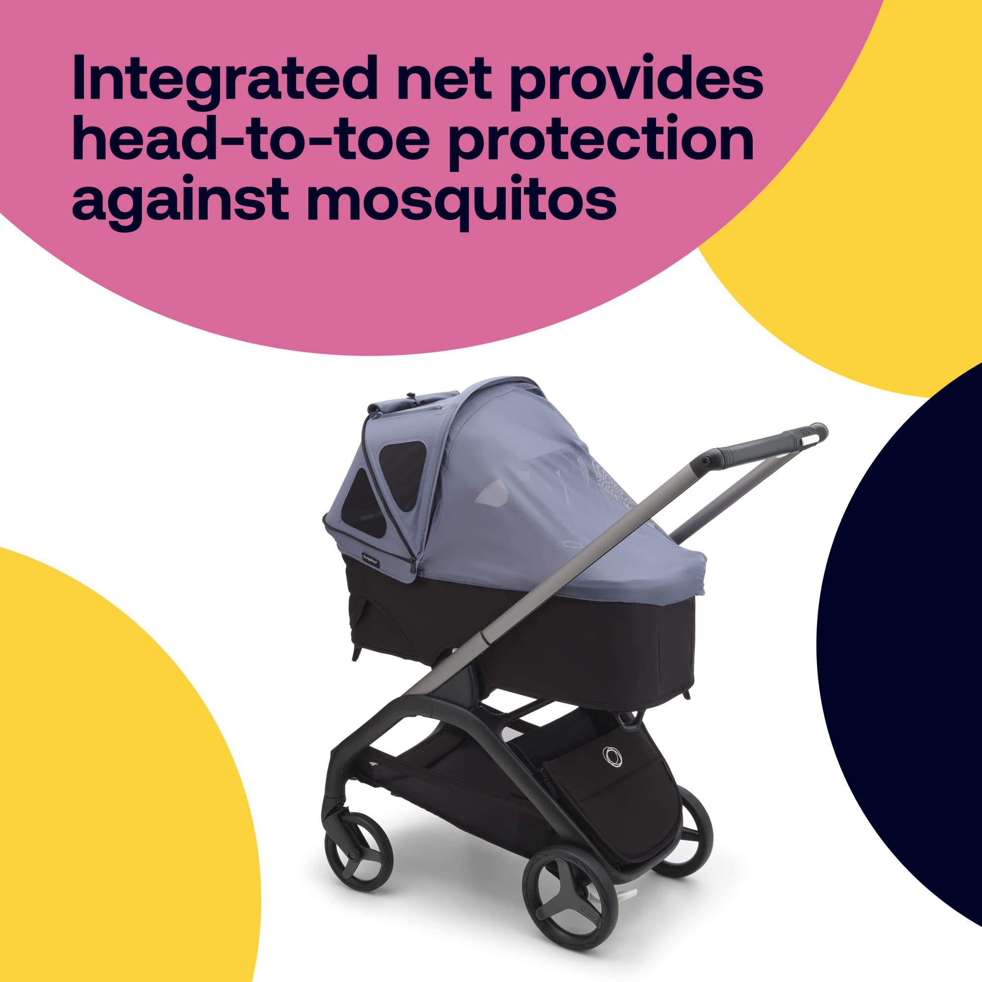 Bugaboo Dragonfly compatibility for extended sun and wind protection.