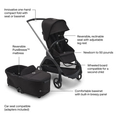 Bugaboo Dragonfly full-suspension delivers a smooth ride on city sidewalks.