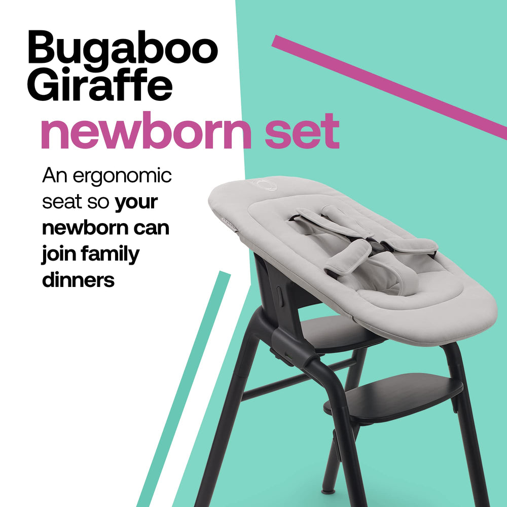 Bugaboo Giraffe 5-point harness keeps infant securely fastened.