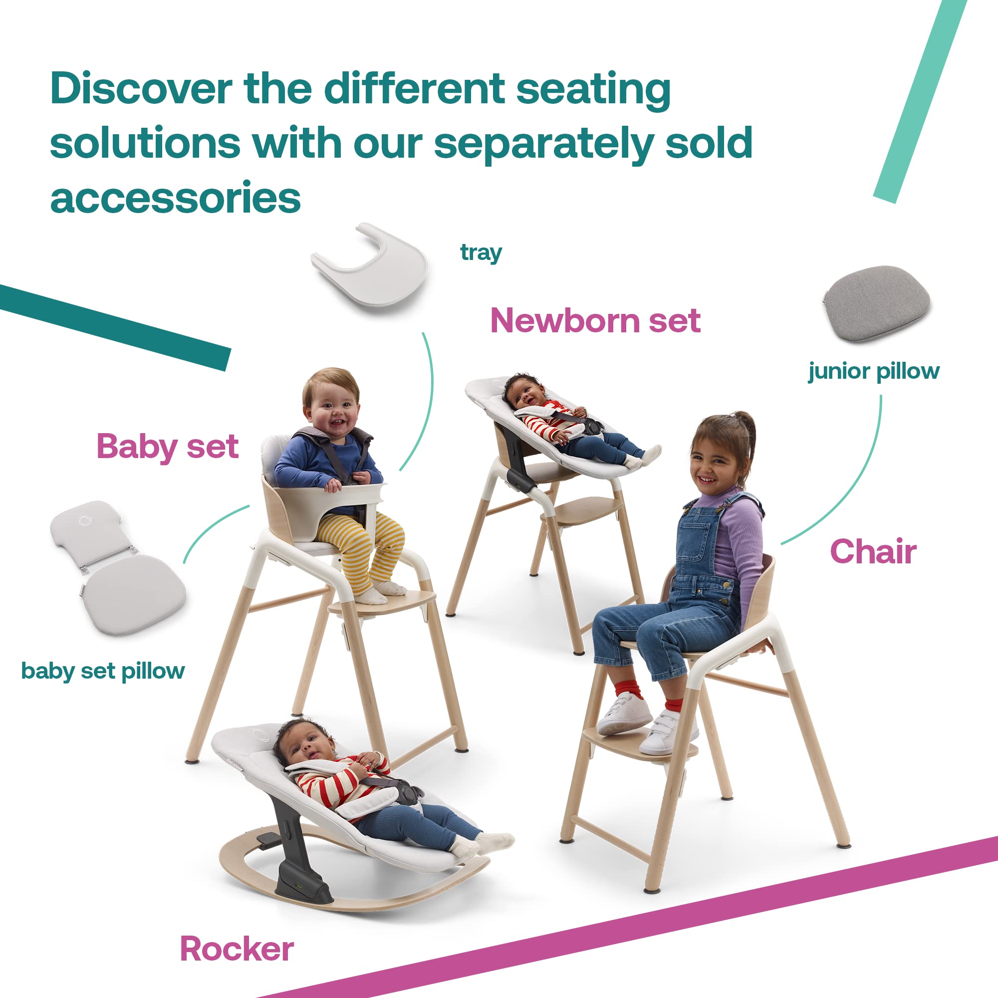 Bugaboo Giraffe easy-clean fabric resists daily messes.