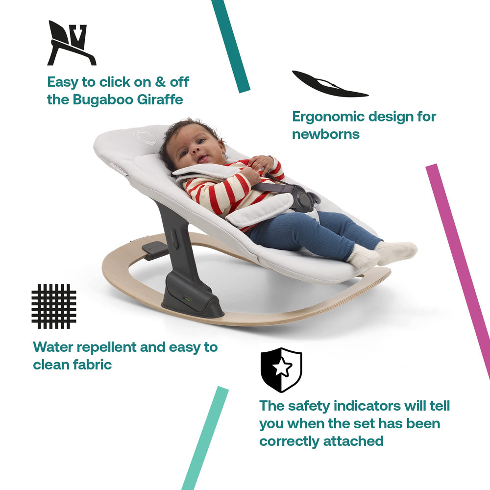 Bugaboo Giraffe infant lounger attachment for safe lounging.