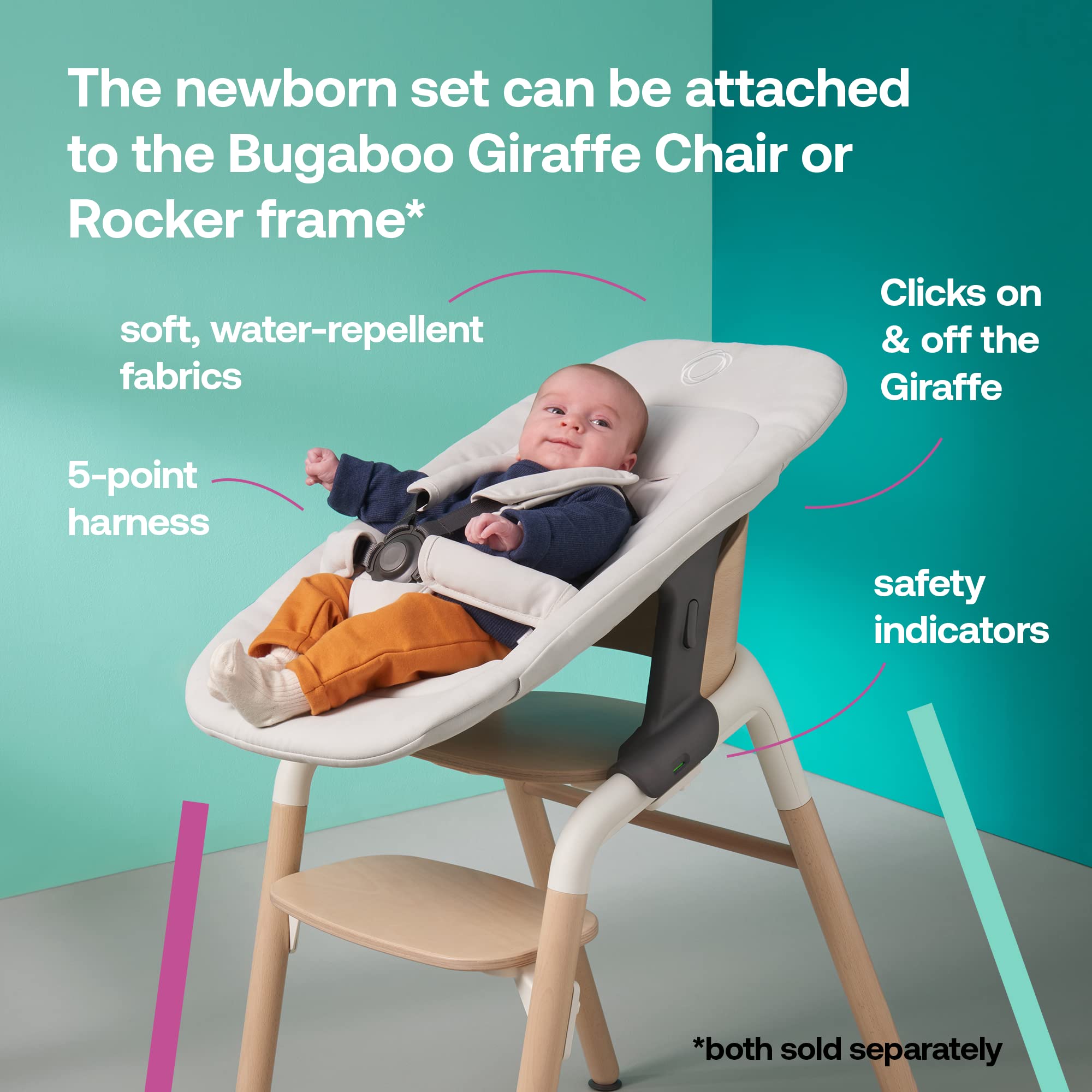 Bugaboo Giraffe Polar White finish adds modern style.