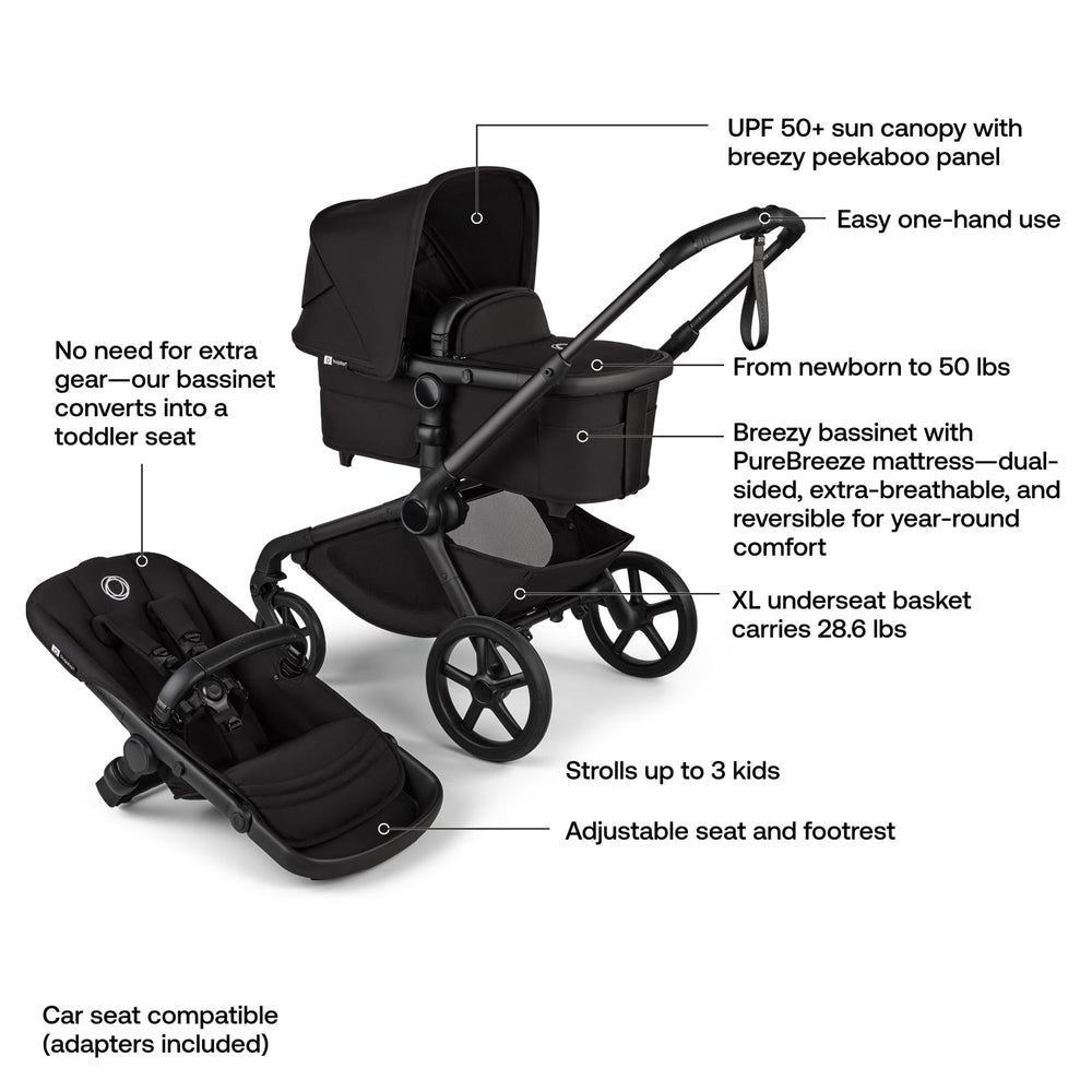 Bugaboo Kangaroo large wheels with puncture-proof tires for rough surfaces