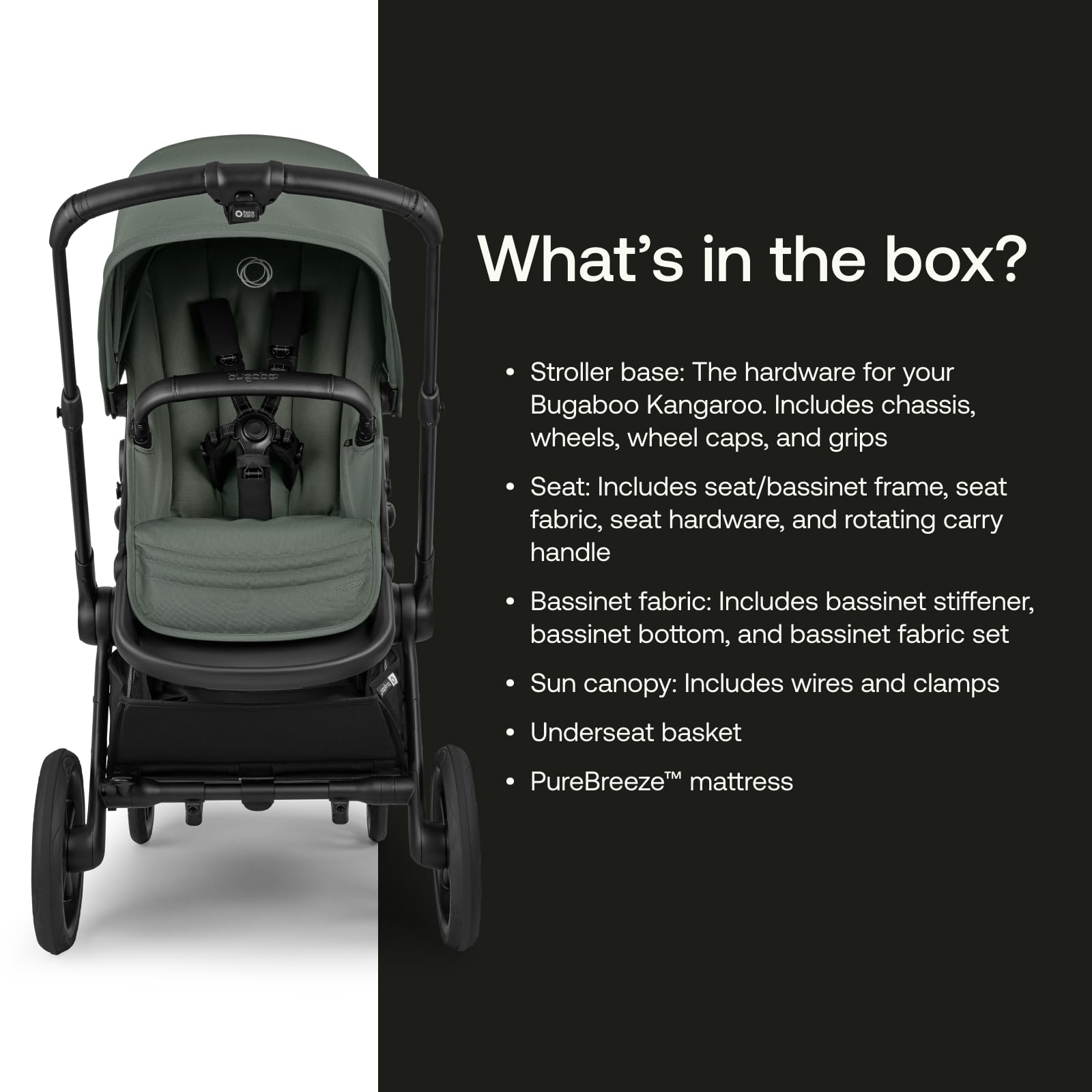 Bugaboo Kangaroo one-hand fold helps you store the stroller quickly.