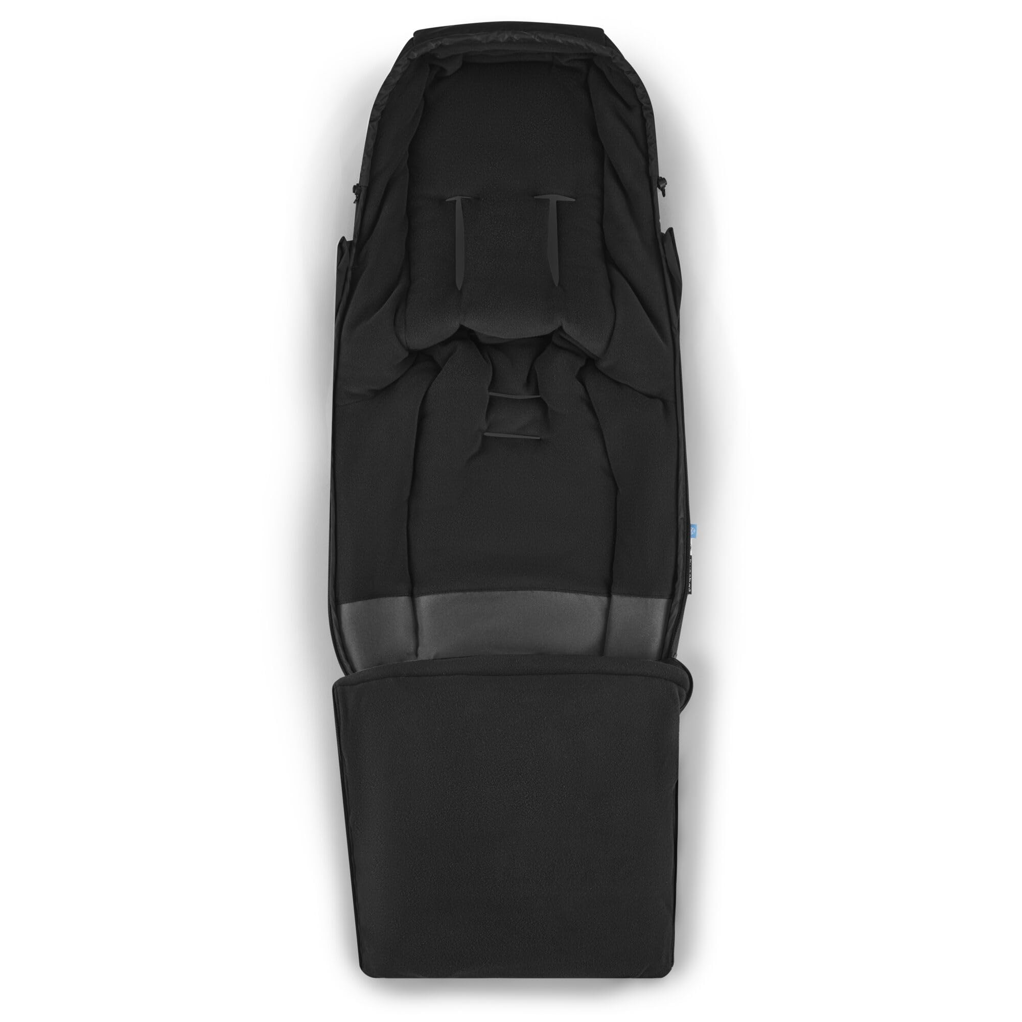 Bugaboo Performance Footmuff attached to Bugaboo stroller demonstrating universal fit.