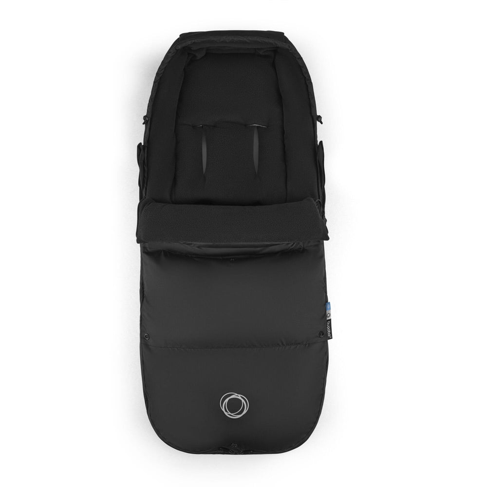 Bugaboo Performance Footmuff water-repellent shell with waterproof zipper close-up.
