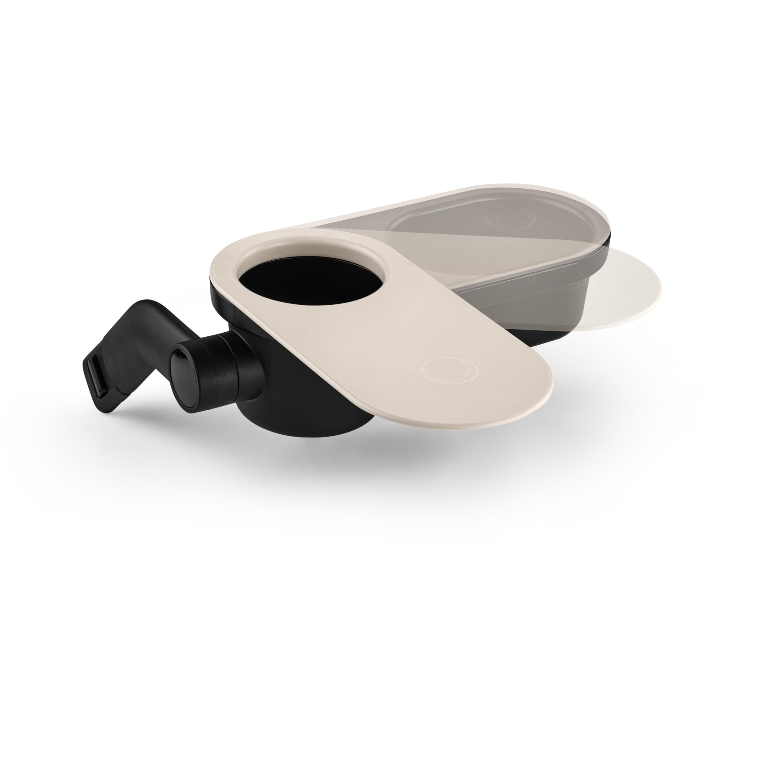 Bugaboo snack tray folds with stroller for easy storage.
