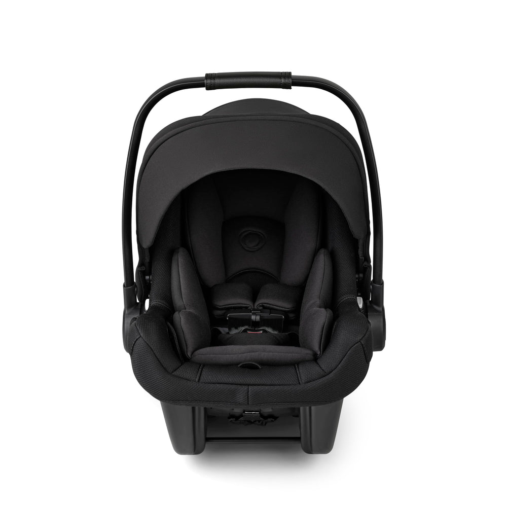 Five-point harness on the Bugaboo Turtle Air Shield with magnetic buckle holders.