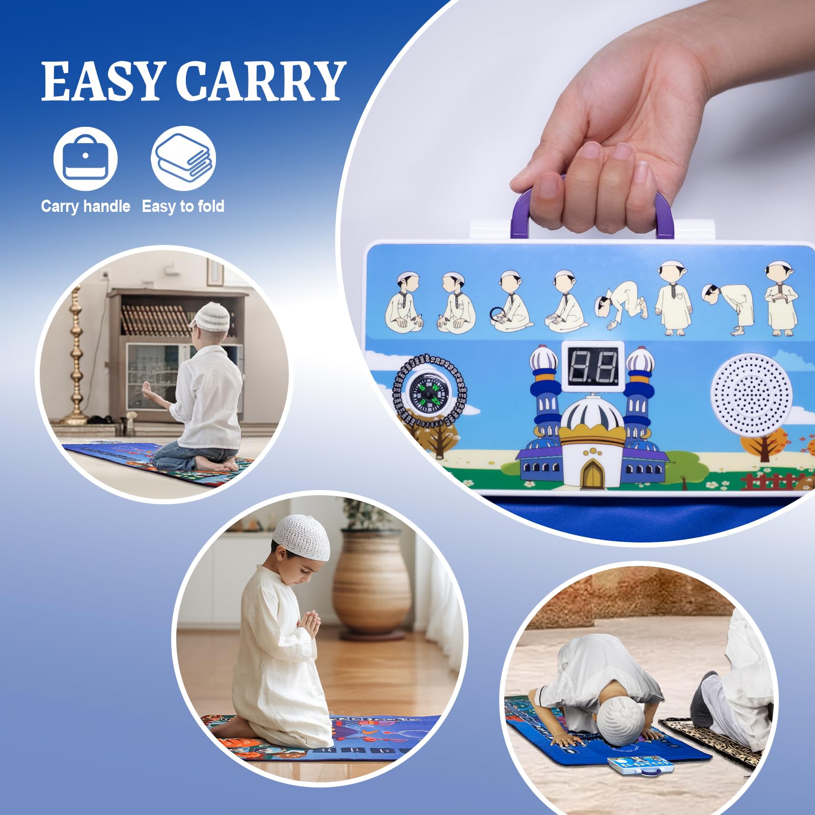 BUIFAC fold-and-go design with handle for easy transport.