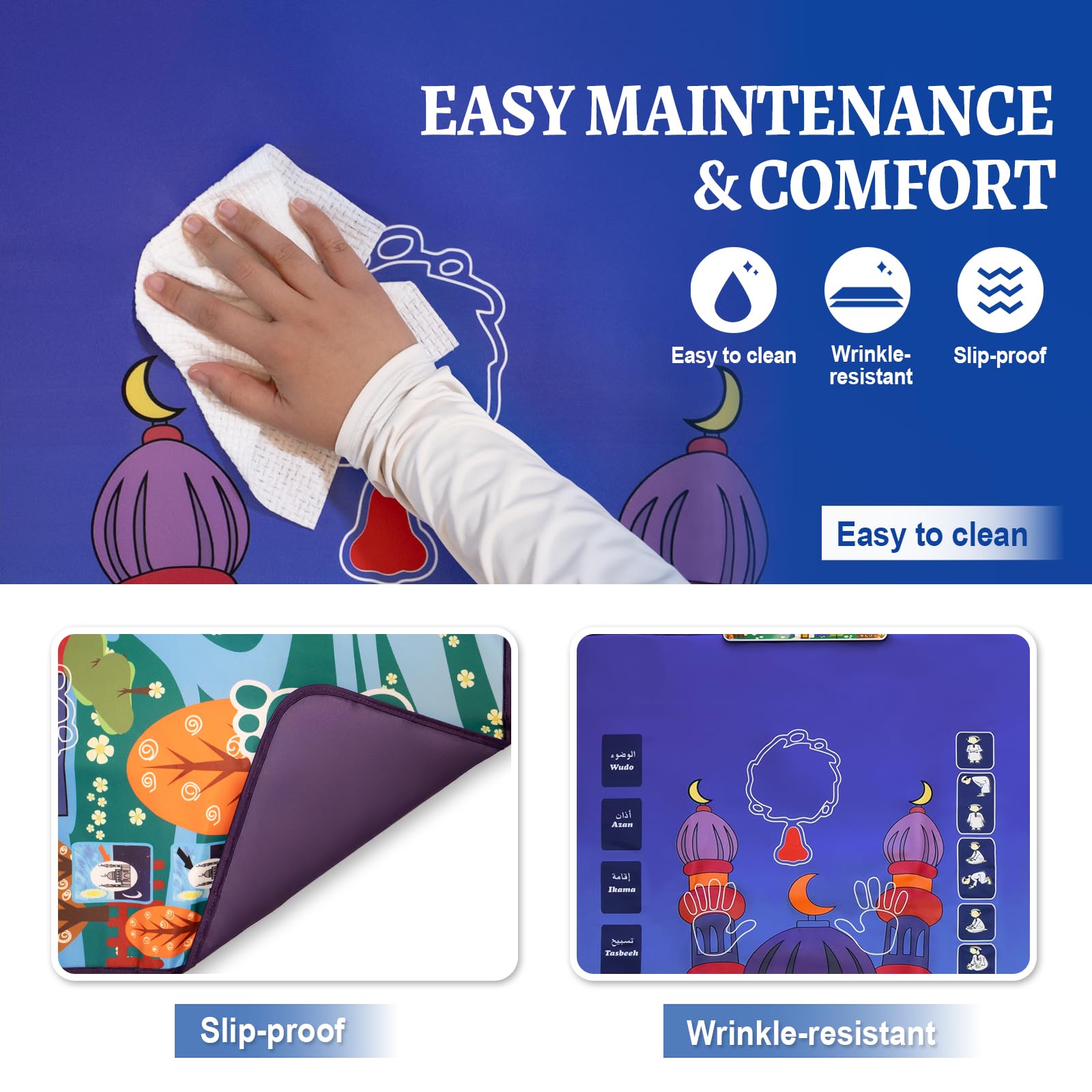 BUIFAC non-slip surface keeps the mat steady during activities.