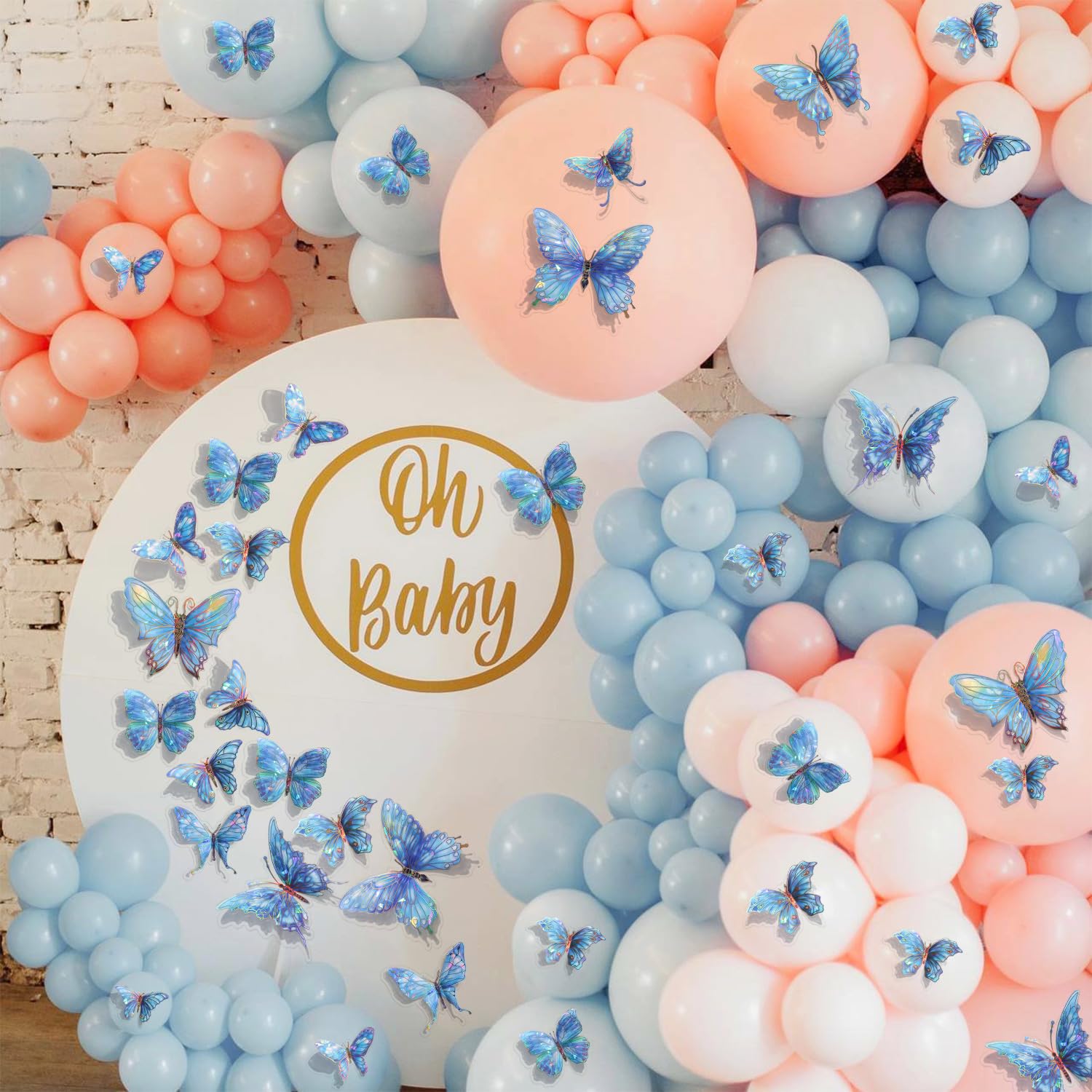 Buiory 3D butterfly wall decor blue wings bend for customizable scenes.