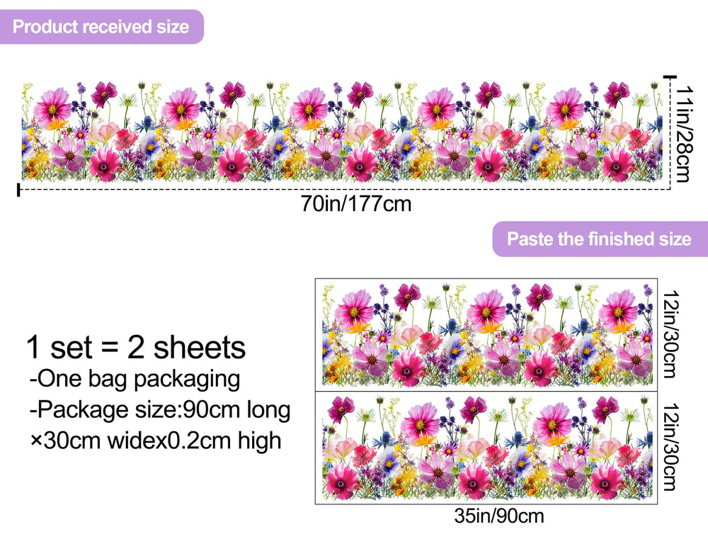 Buiory floral decals featuring wildflowers add a playful focal point to walls.